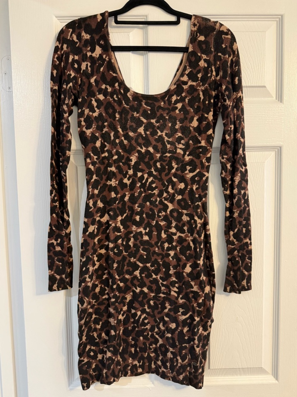 Women’s Guess Animal Print Long Sleeve Bodycon Knit Dress